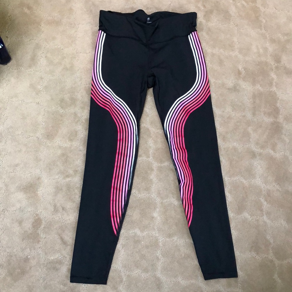 GapFit Workout Leggings with Pink Stripes - Large Tall